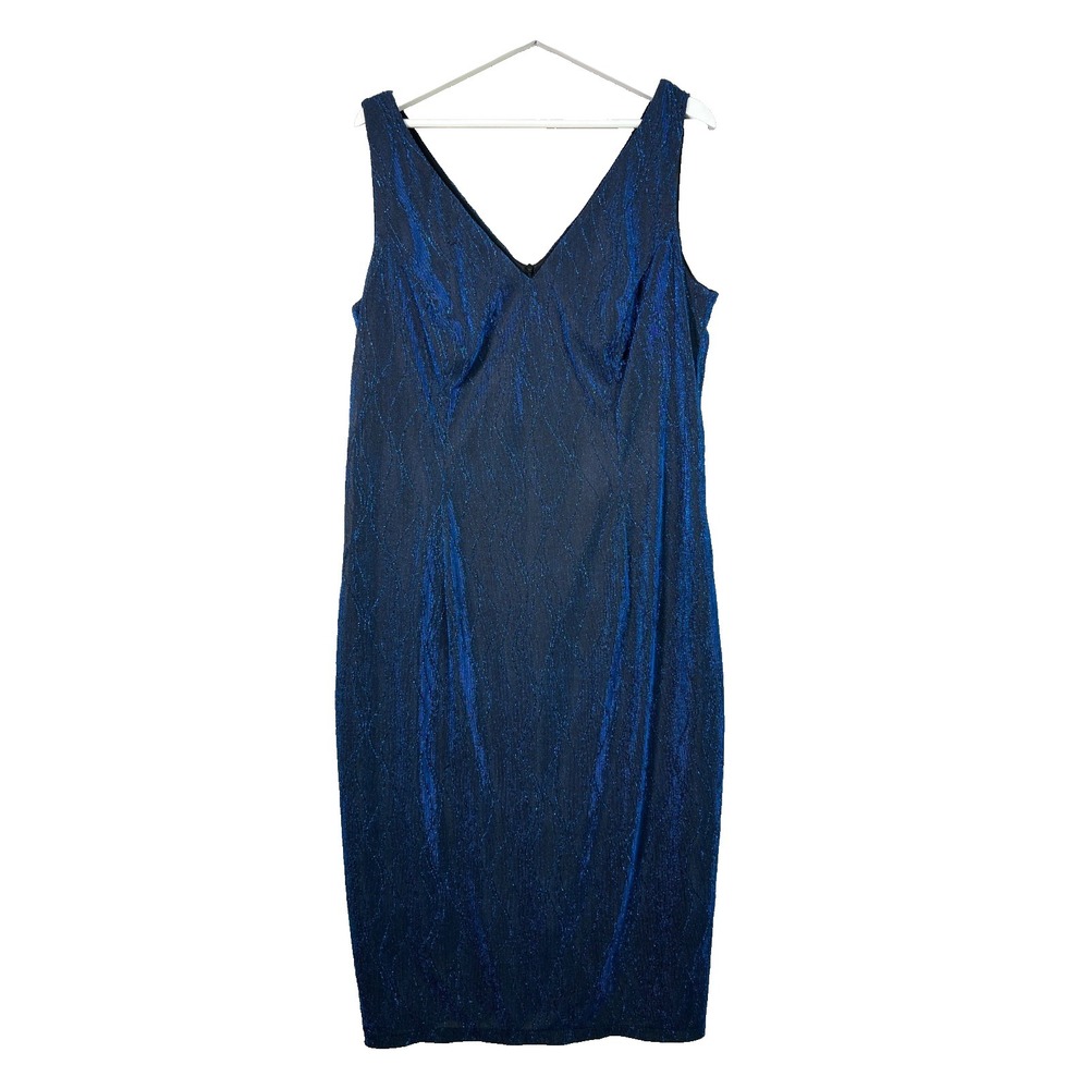 Vintage Gunne Sax Jessica McClintock Dress‎ M Blue Metallic Midi Evening *READ